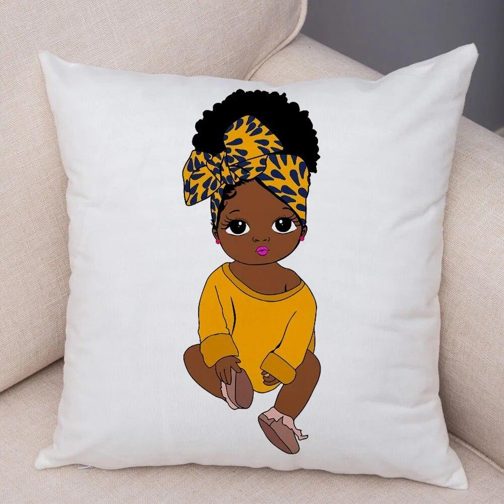 Home Decor African Baby Sofa Cushion Cover Bedroom Home Kids Room Decor Cute Cartoon Girl Pillowcase