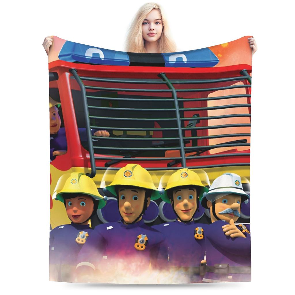 Warm BlanketKids Airplane Travel Firemans Sam Throw Blanket Flannel Bedspread For Home Decor Fluffy Sofa Bed Cover