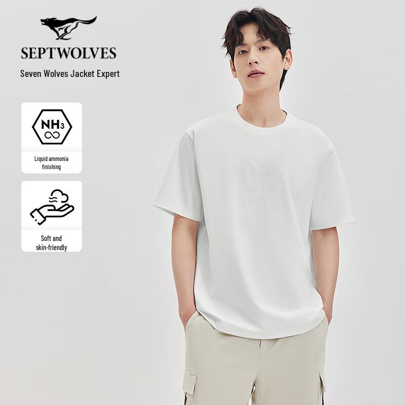 SEPTWOLVES Men's Antibacterial Cooling Wolf Head Print Round Neck T-Shirt