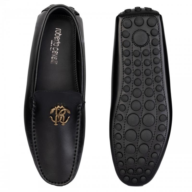 Roberto Cavalli Luxury Men's Loafers Italy Black / Gold - Size: 44