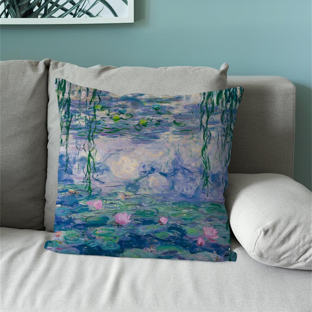Water Lilies Claude Monet Fine Art Pillow Case Sofa Living Room Bedroom Headboard Backrest Cushion Square Cushion Nap Time
