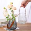Leather Handle Vintage Glass Vase Colorful Home Decor Floral Arrangement for Boutique & Cafe Gift