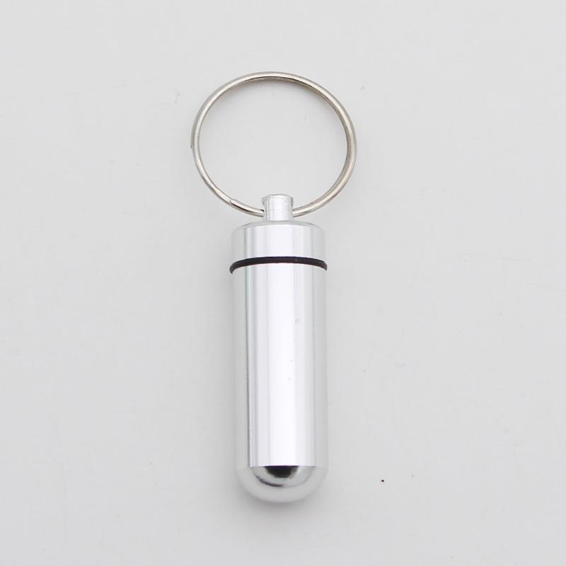 Portable Medicine Bottle  Mini Aluminum Alloy Keychain  Hanging Bottle  Sealed Compartment Waterproof Metal Medicine Box