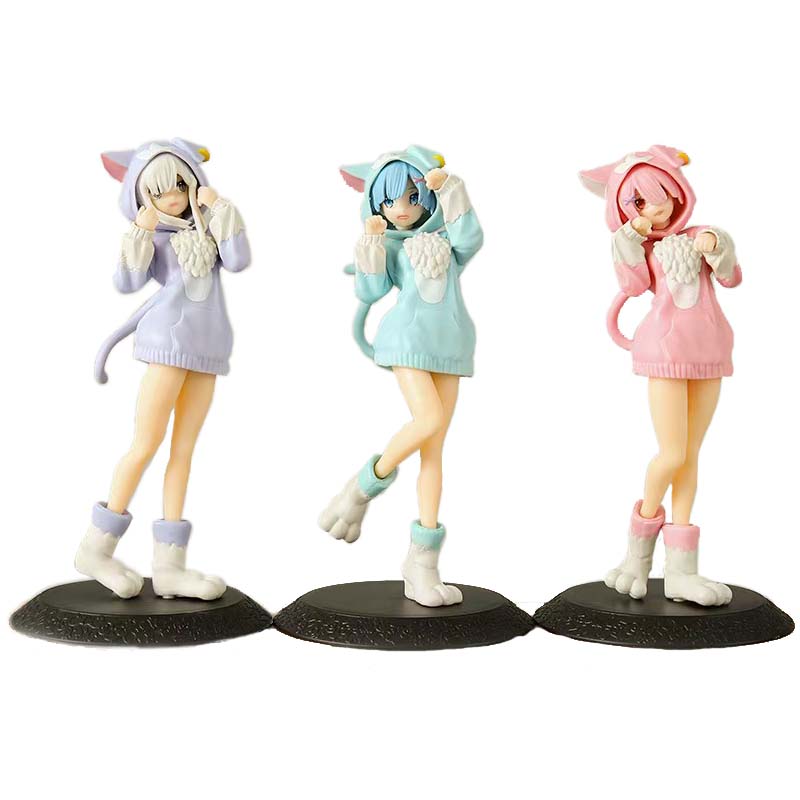 New model Anime Rem Emilia Cat RE: Living From Scratch In Another World, Characters In Different Colors, Static Toys, Gifts