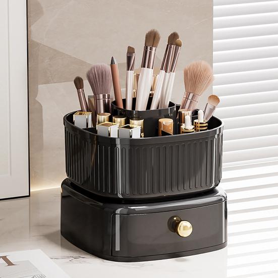 Makeup Organizer with Drawer 360 Degree Rotating Multi-functional Cosmetic Storage Box for Dressing Table Bathroom Office