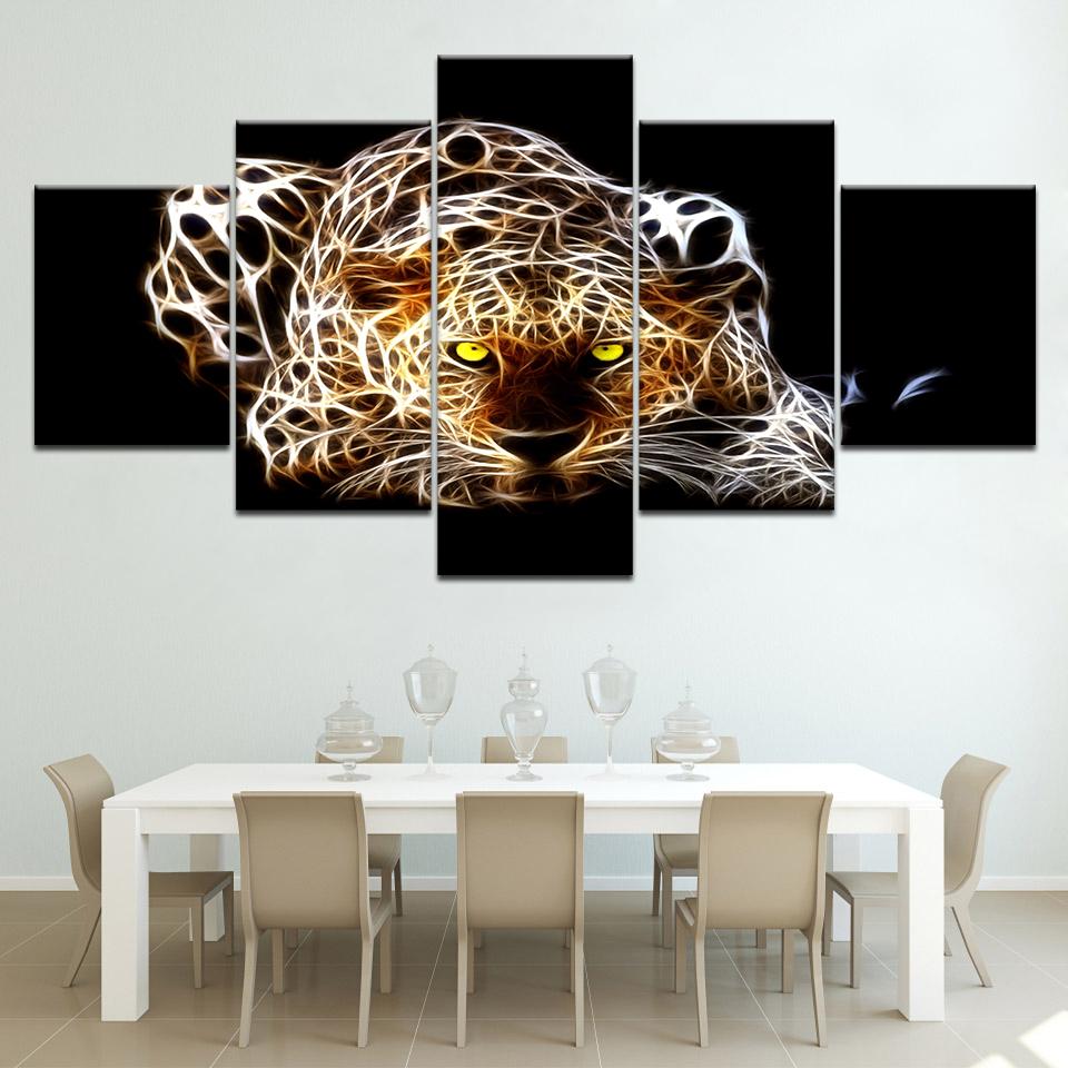 Canvas Painting 5 Panel Modern Decor Picture Leopard For Living Room Children's Room Canvas Poster And Print Picture Framed Art No Frame