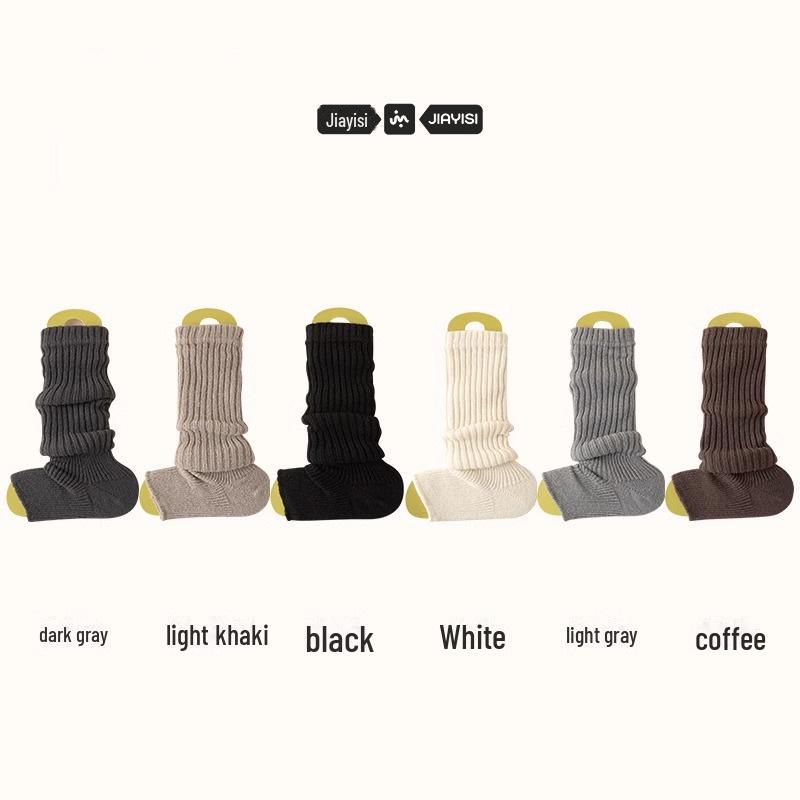 Women's Autumn & Winter Knitted White Mid-Tube Socks with Snow Boot Pile and Y2K Leg Warmers