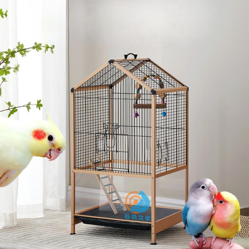 Luxury Parrot Cage Anti-Splash Design Aviary Villa with Bathing Area Spacious Bird House for Cockatiels Home Flight Habitat