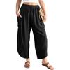 Women's Solid Color Pleated Waist Loose Wide Leg Straight Leg Pants
