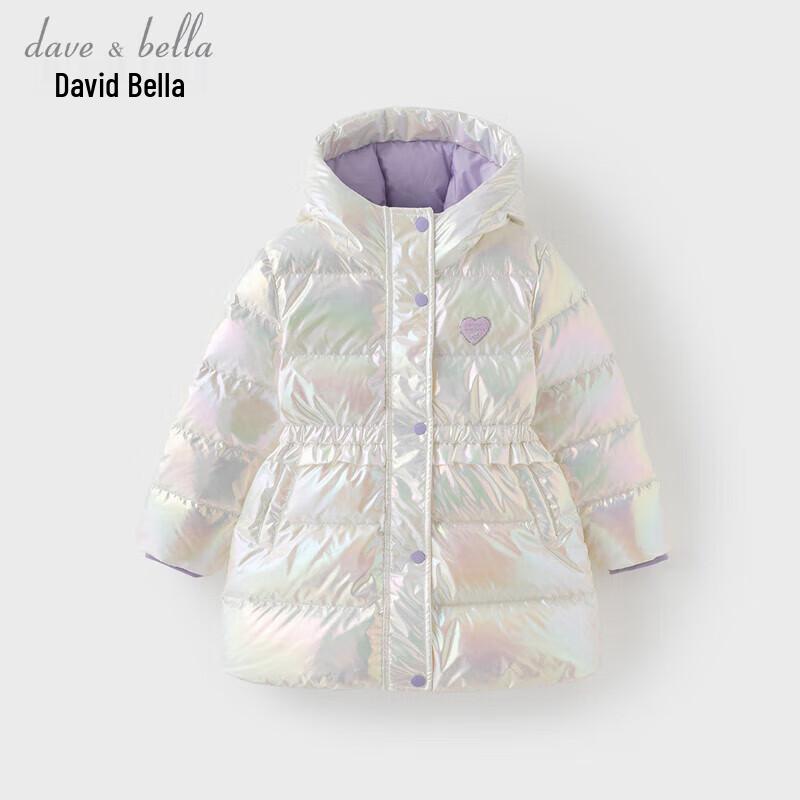 DAVE & BELLA Girls' Mid-Length Hooded Down Jacket