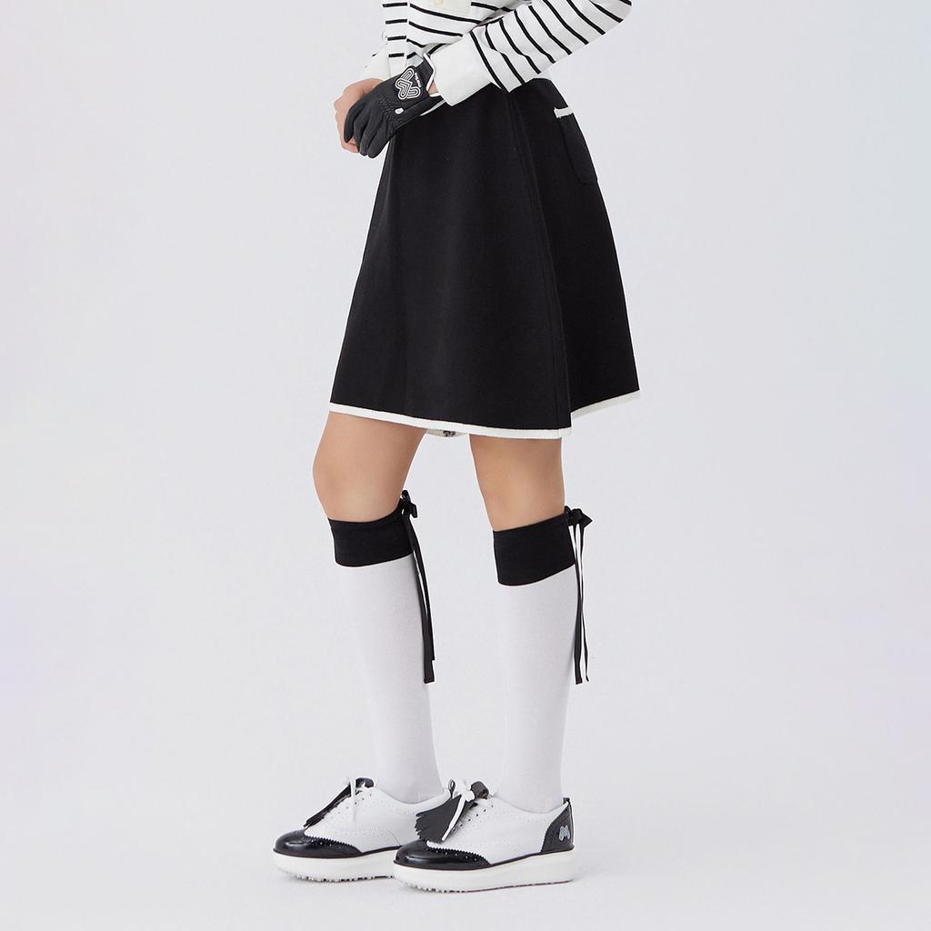 MARTINE GOLF Knit Pleats Culottes_Black