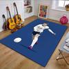Soccer Player In Action On Blue Patterned Carpet, Non Slip Mat Suitable for Living Room and Bedroom Sofas