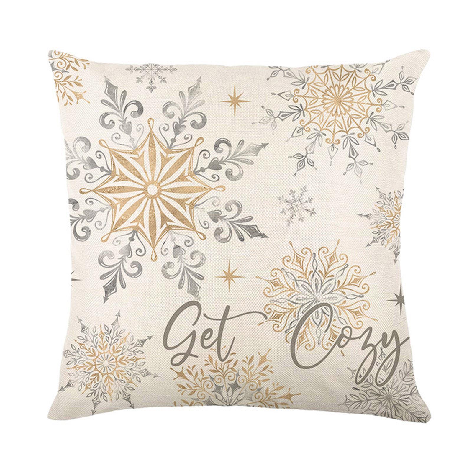 

Snowflake Tree Gift Deer Christmas Cushion Cover 45 X 45 Cm Cushion Cover Decoration Sofa Decoration One Size