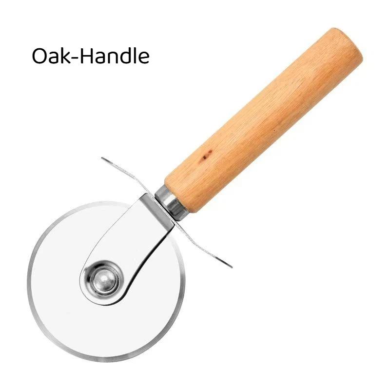 Pizza Cutter Wheel Food Grade Stainless Steel Sharp Slicer with Smooth Wooden Handle for Pizza Shop Home Baking Unique Gift