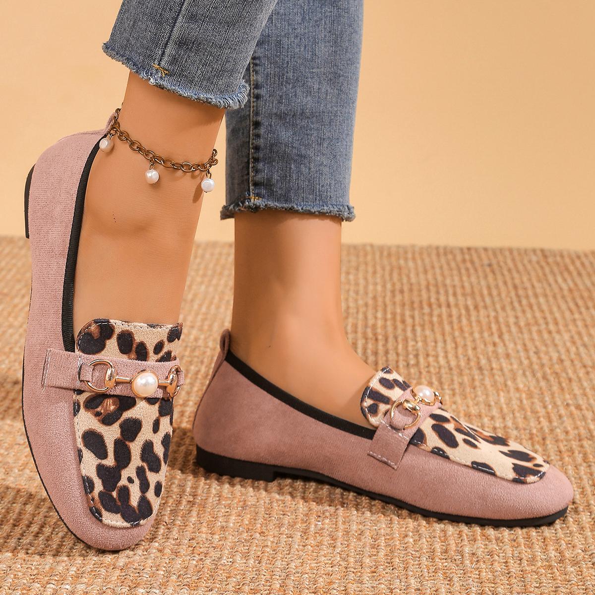 

Модные женские кроссовки с круглым носком, мягкие плоские лоферы, новые повседневные леопардовые слипоны, женские модные удобные уличные туфли для женщин 42 розовый