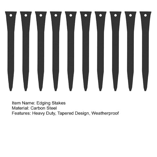 Carbon Steel Garden Stakes 10Pcs 12" Landscape Edging Stakes, Heavy Duty Anchoring Spikes, Pet Fence Ground Spikes Border for Outdoor Lawn Terrace