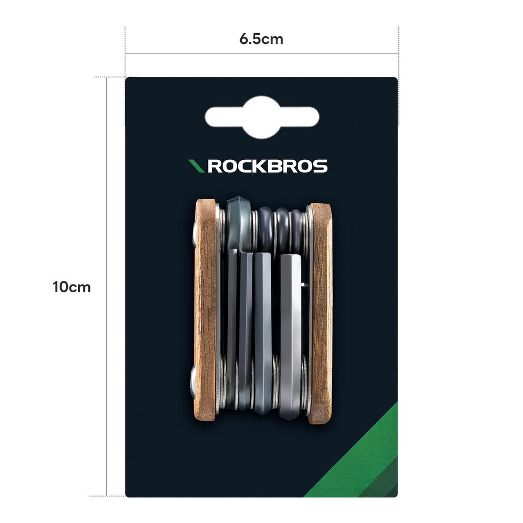 ROCKBROS Mini Attrezzo Pieghevole per Bicicletta Manutenzione e Riparazione Esagonale Alto Facile per Strada e Cross Uso di Emergenza Multi-Attrezzo, Dimensioni, Portatile,