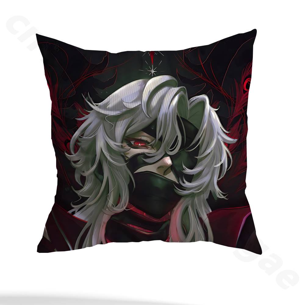 G-Genshin Rerir Reflective Pillow Case Square Double-Sided Printing Short Plush Sofa Cushion Cover Bedroom Bedside Pillow