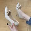 Mode Schleife Dünne Absätze Pumps Für Damen Metall Spitze Weiches PU Leder Büro Schuhe Frau Slipper High Heels Schuhe