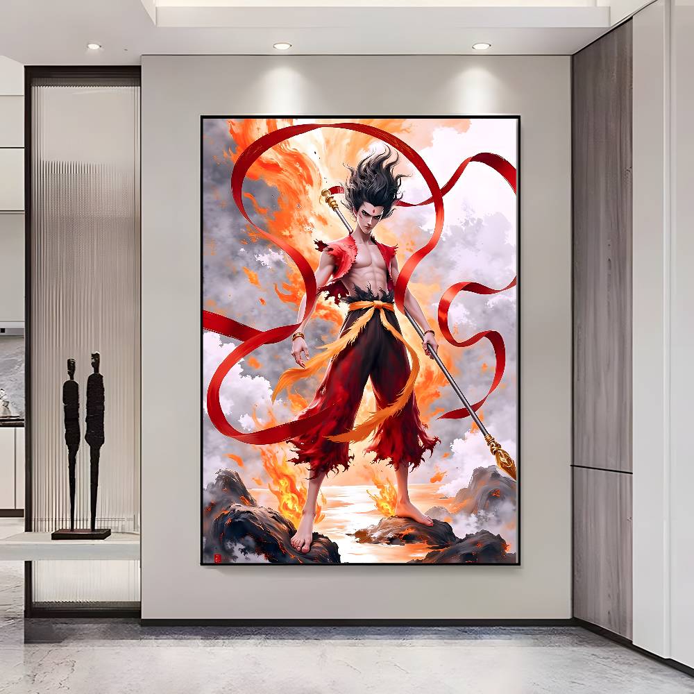 Chinese Anim Nezha Poster HD Posters Self Adhesive Waterproof Ideal for Living Room Bedroom Bar Decoration