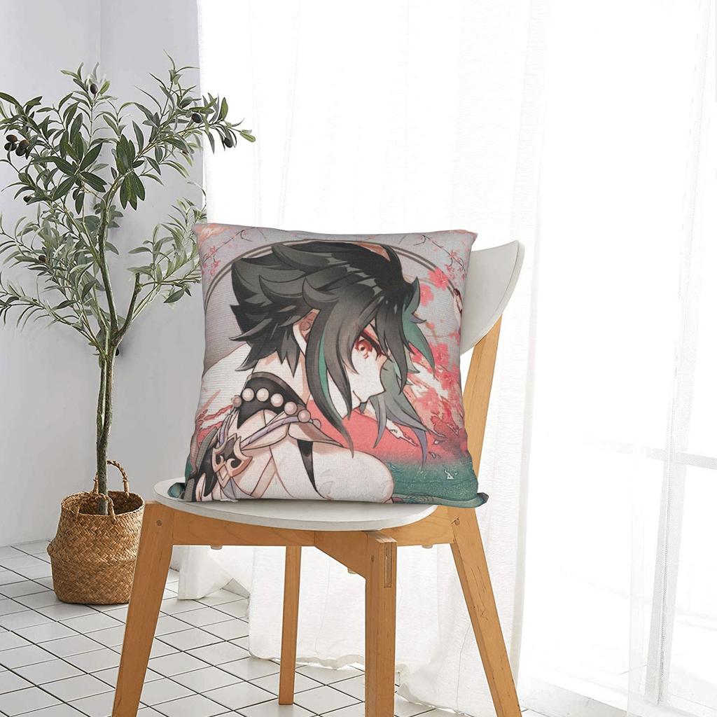 Xiao Genshin Impact Game Pillowcase Printed Cushion Cover Decorations Throw Pillow Case Cover Home Square