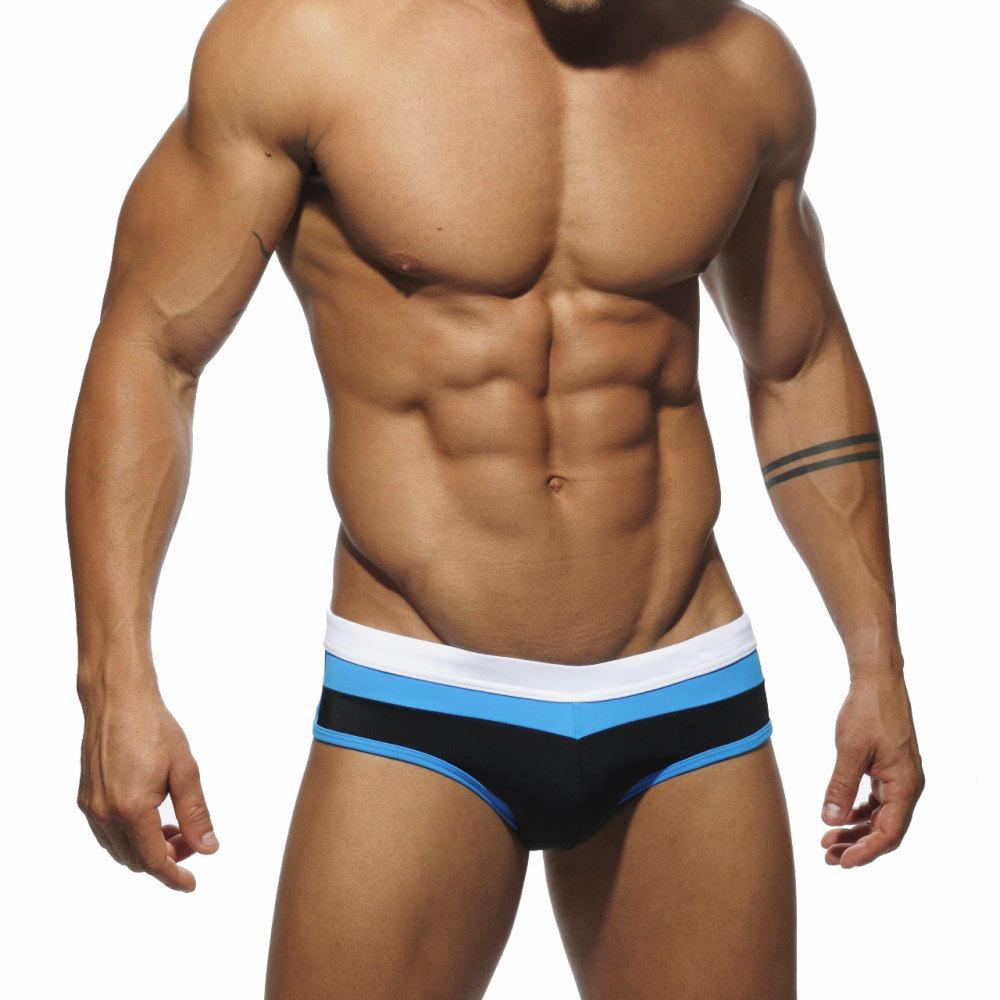 New Men's Fashionable Colorblock Triangle Swim Briefs with Sexy Pouch - Anti-Exposure Hot Style Swimwear