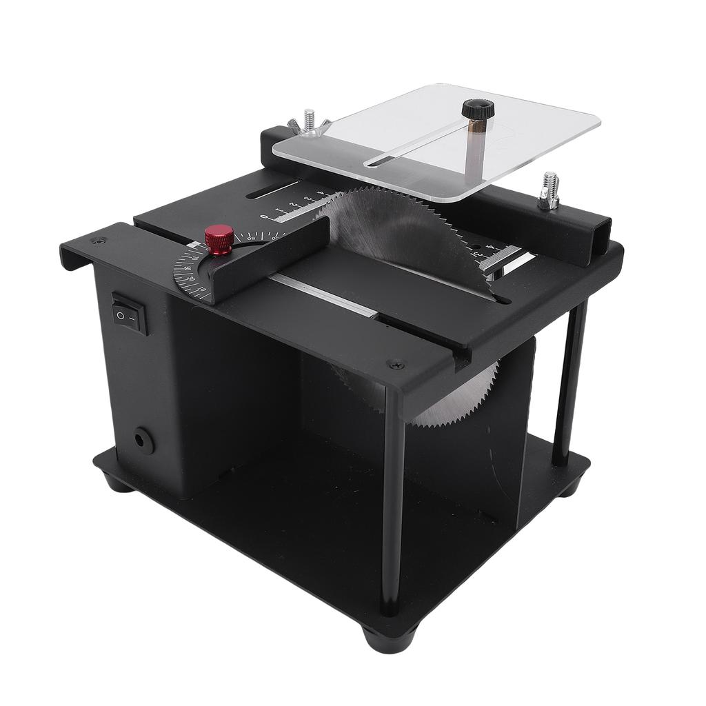 Mini-Tischsäge 96W Schreibtisch Elektrisch Holzbearbeitung Metallschneider 7 Einstellbare Geschwindigkeit Winkelverstellung mit 4 Sägeblättern und