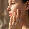 18K Gold Plated Cable Knit Double Layer Open Ring – European & American Fashion