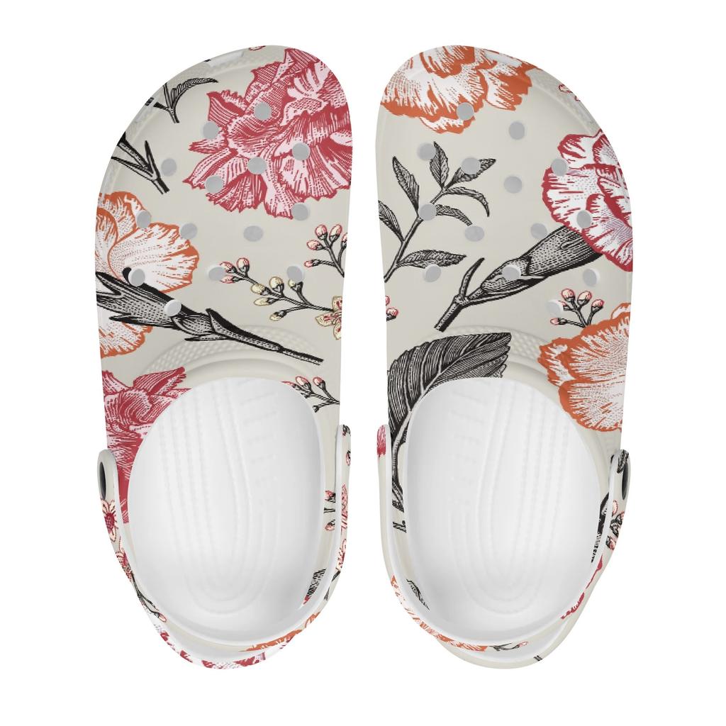 Women Men EVA Garden Clogs Bright Printed Flexible Soft Slip On Garden Shoes Beach Pool Bathroom Home Walking Shoes Home Use