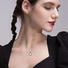 Style Jewelry, Imitation Moonstone Vine Necklace, Female, Water Drop-Shaped Antique Silver Pendant.