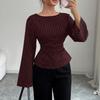 Women's Casual Long Sleeve Top Button Detail Round Neckline Relaxed Fit Lightweight Blouse Suitable for Everyday Wear