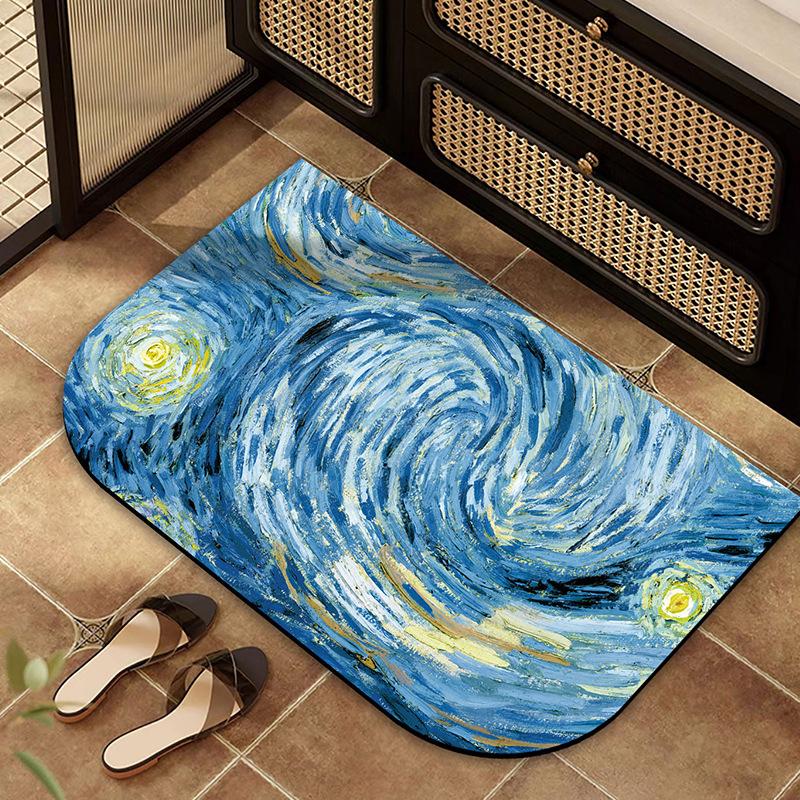 

Масляная живопись Коврик для ванной комнаты Коврик противоскользящий для туалетной двери Входной коврик 40 * 60cm