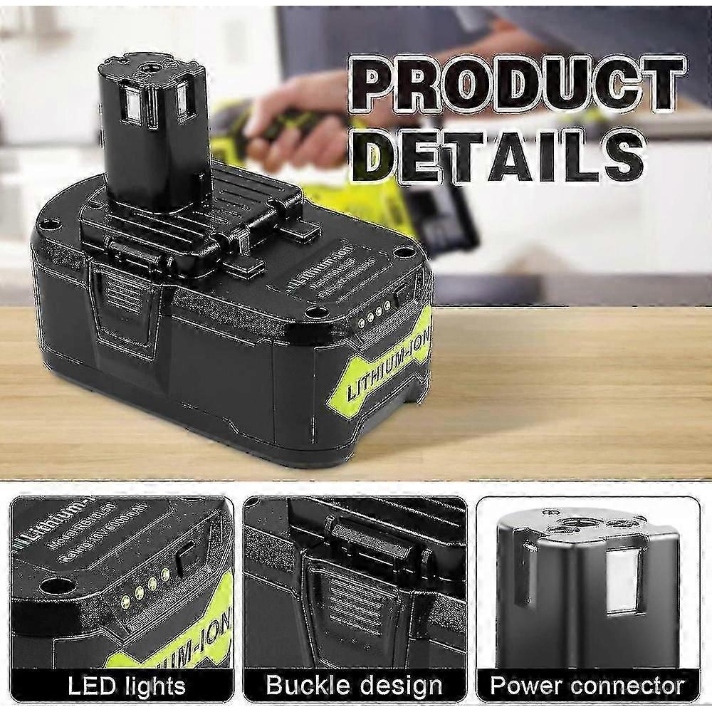 Gilt für 2024 18V 6.0Ah P108 Akku-Ersatz für Ryobi 18 Volt Akku Lithium P102 P103 P104 P105 P107 P109 P122, Akku für Ryobi ONE+ Akku-Werkzeug