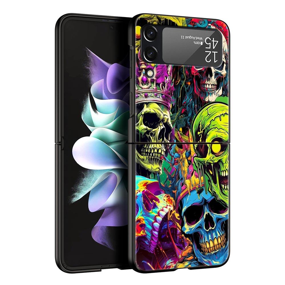 Skeleton Skull Hard PC Phone Case For Samsung Galaxy Z Flip 7 6 5 4 Black Cover For Galaxy Z Flip 3 Foldable Shell Fundas Capas