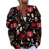 Women's Fashion Christmas Printed Long Sleeve Knitted Cardigan Button Down Jacket