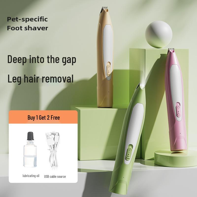Rechargeable Pet Paw & Hair Trimmer - Safe Rounded Edge, Low Noise, Vibrating Electric Clipper with Light