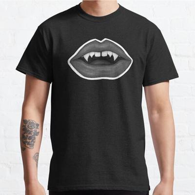 Herr Mode Casual Kortärmade Vampyrläppar Svarta T-shirts Klassiska Överdimensionerade T-shirts