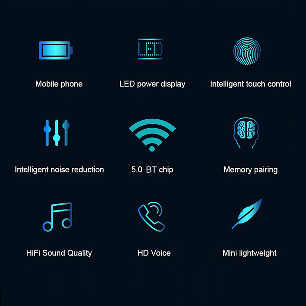 

F9-8 BT5.3 Беспроводные наушники-вкладыши Светодиодный дисплей CVC Шумоподавление Сенсорное управление HiFi чёрный