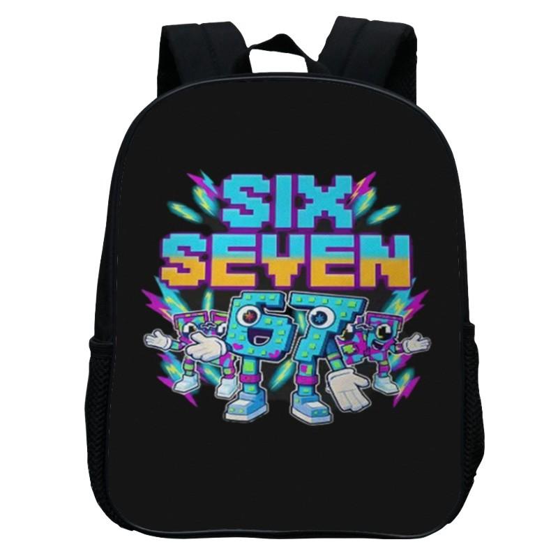 Printed Kindergarten 67 Six Seven Schoolbag, Cartoon Animation 12-inch Backpack Casual and Light
