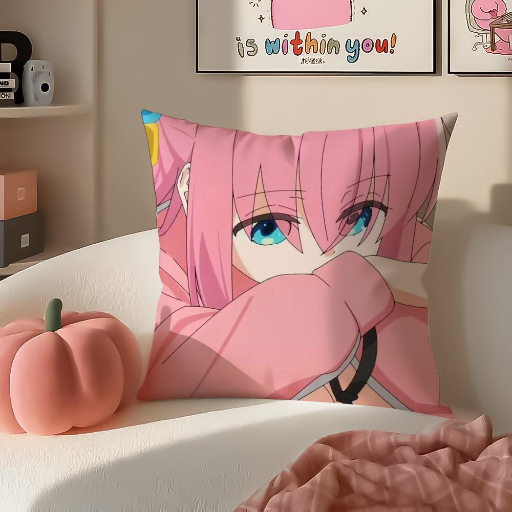 Retro Anime BOCCHI THE ROCK Cushion Cover Pillowcase Short Plush Invisible zipper Room Sofa Cushion Cover