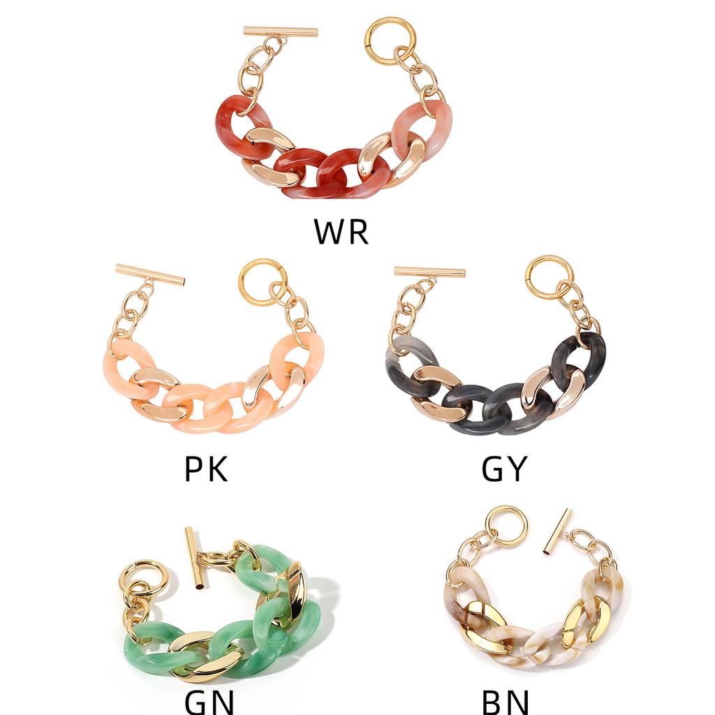 Modern Resin Chain Bracelet Adjustable Bangle for Women Candy Color Wristchain Fashion Jewelry Unique Mother Day Gift