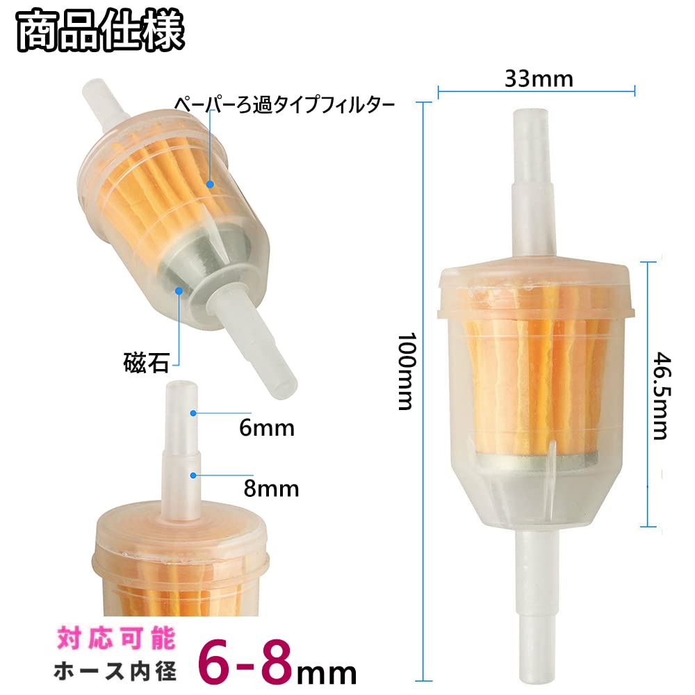 LIKENNY Universal Fuel Filter for Car & Motorcycle Gas Filter Hose Inner Diameter 6mm