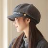 Autumn hat women's big head circumference showing face small octagonal hat retro newsboy hat versatile painter hat