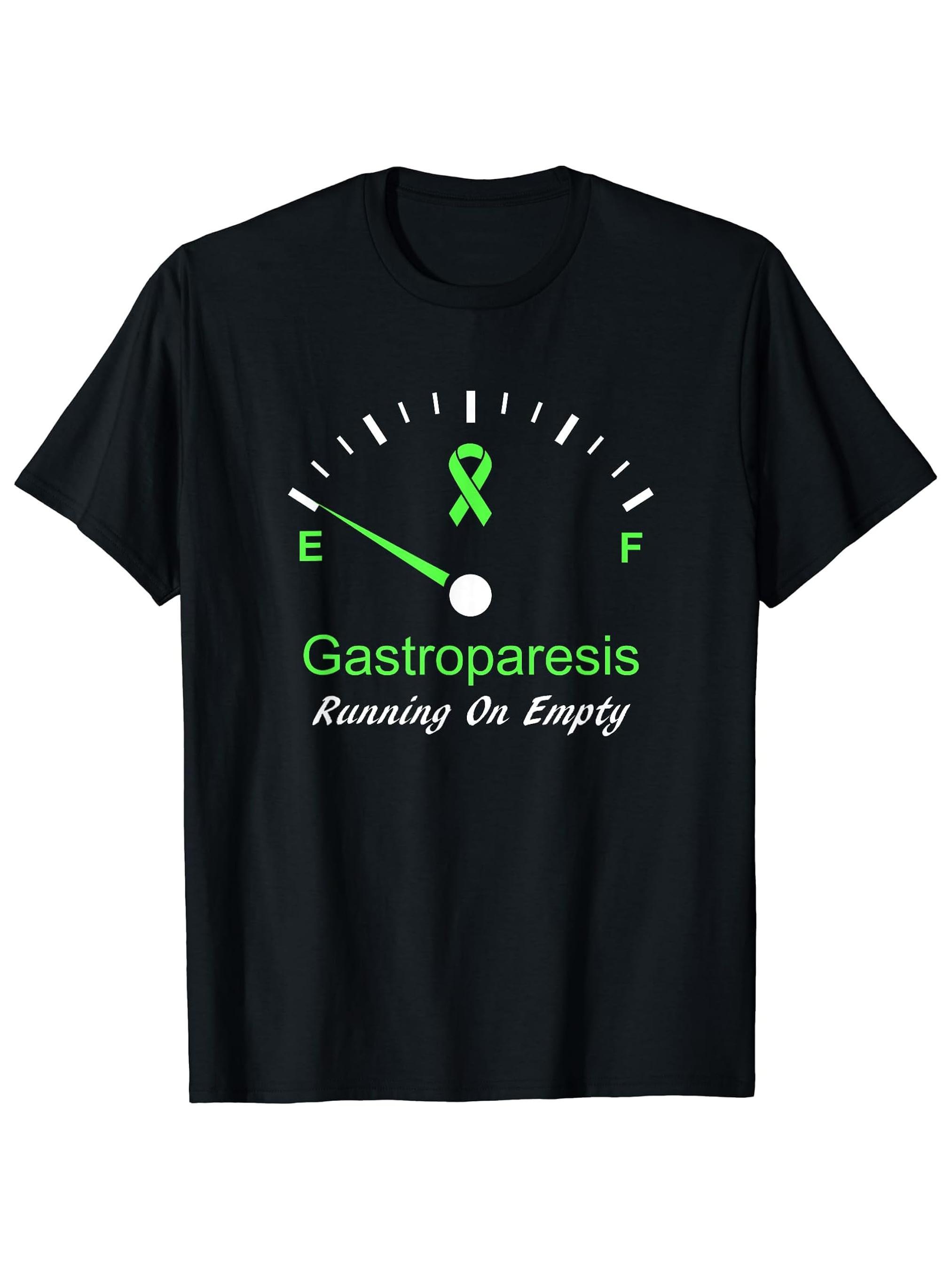 

Running on EmptyFGas Ribbon Designwith Green Speedometer Graphic for Gastroparesis Sufferer100cotton mens Tshirt S