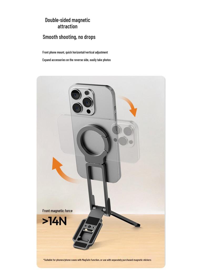 Portable Magnetic Phone Holder & Selfie Tripod Carabiner