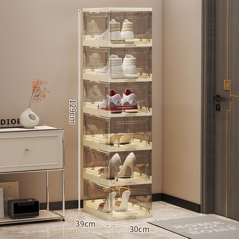 Clear Foldable Luxury Shoe Cabinet with Flip-Top Dustproof Design for Sneaker Storage