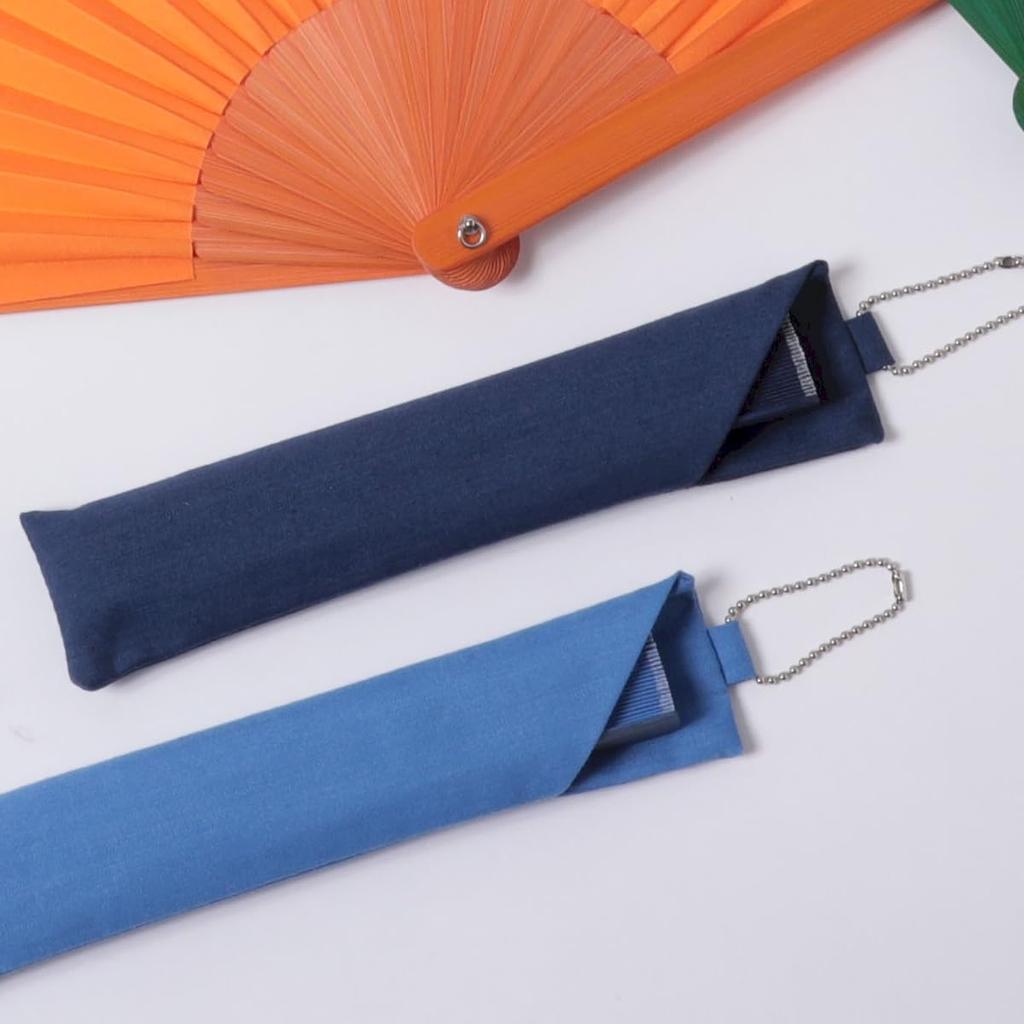 [Nishikawa Shoroku Shoten] Summer Fan, Mini Size, with Fan Case, Women's, Gift, Fashion Fan, Craft (Navy)