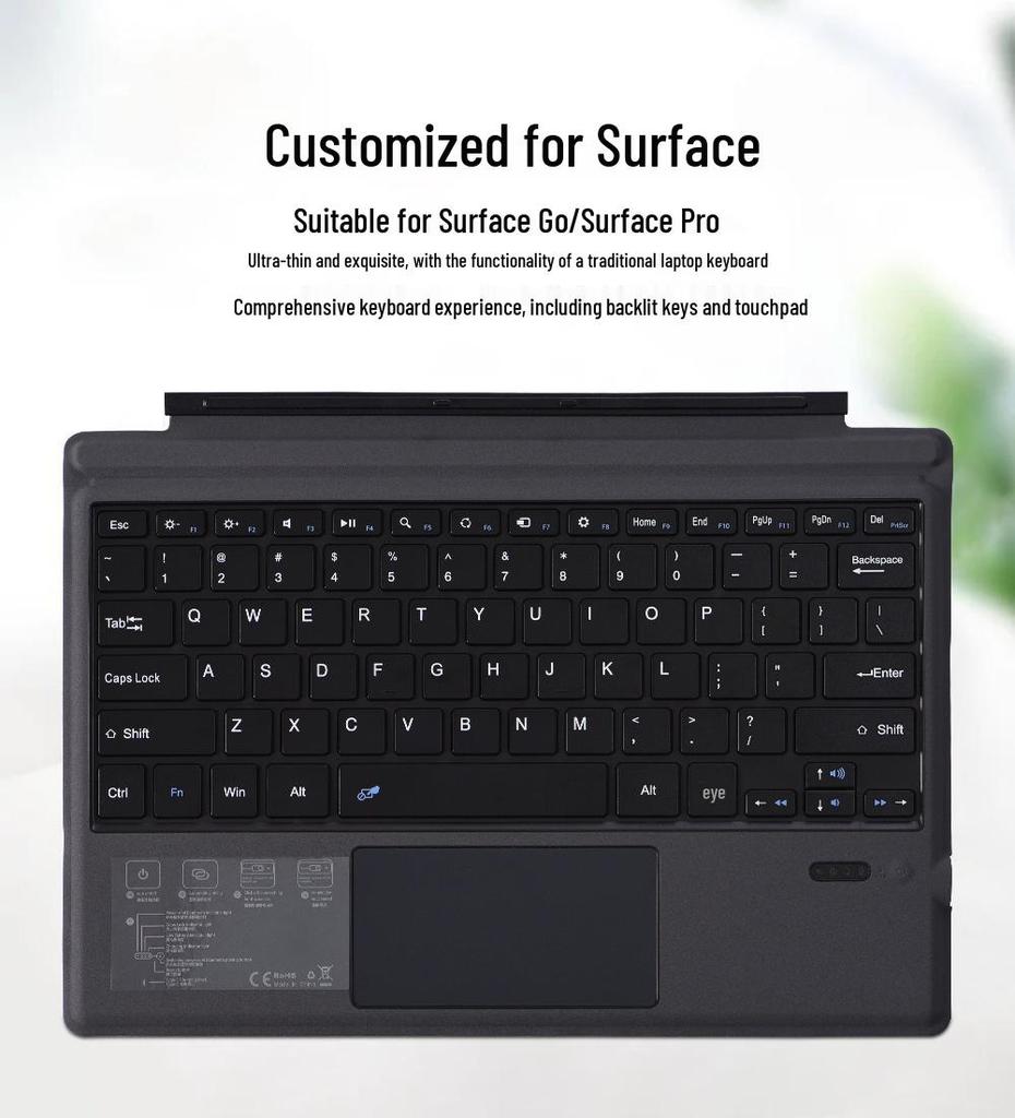 Colorful Backlit Wireless Bluetooth Keyboard for Microsoft Surface Pro 8/5/6/7 and Go