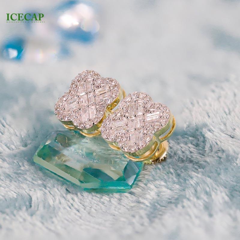 Icecap Luxury Women's 925 Silver Wedding & Engagement Earrings Custom VVS Moissanite Diamond Classic Fashion