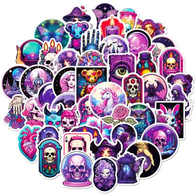 50 Sticker Lila Dunkel Goth Stil Personalisiert DIY Dekorationssticker Wiederholt Aufklebbar Wasserdichte Sticker